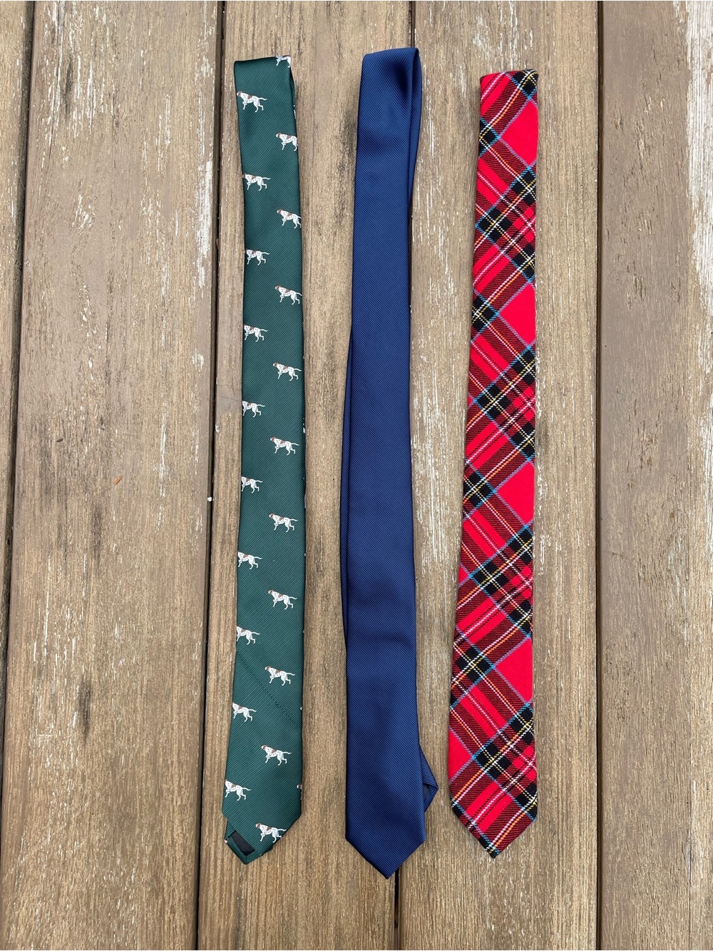 Crewcuts Boys' Green Dog Print, Navy Solid & Red Plaid Necktie Set